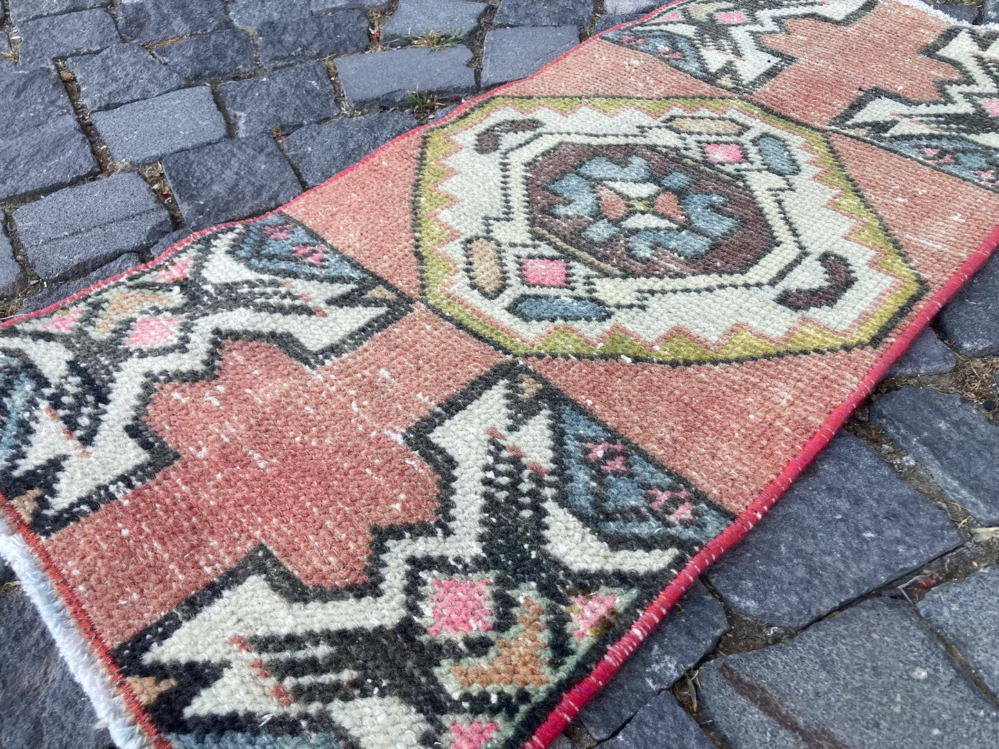 Vintage Turkish Mini Rug 1.3 x 2.7 ft