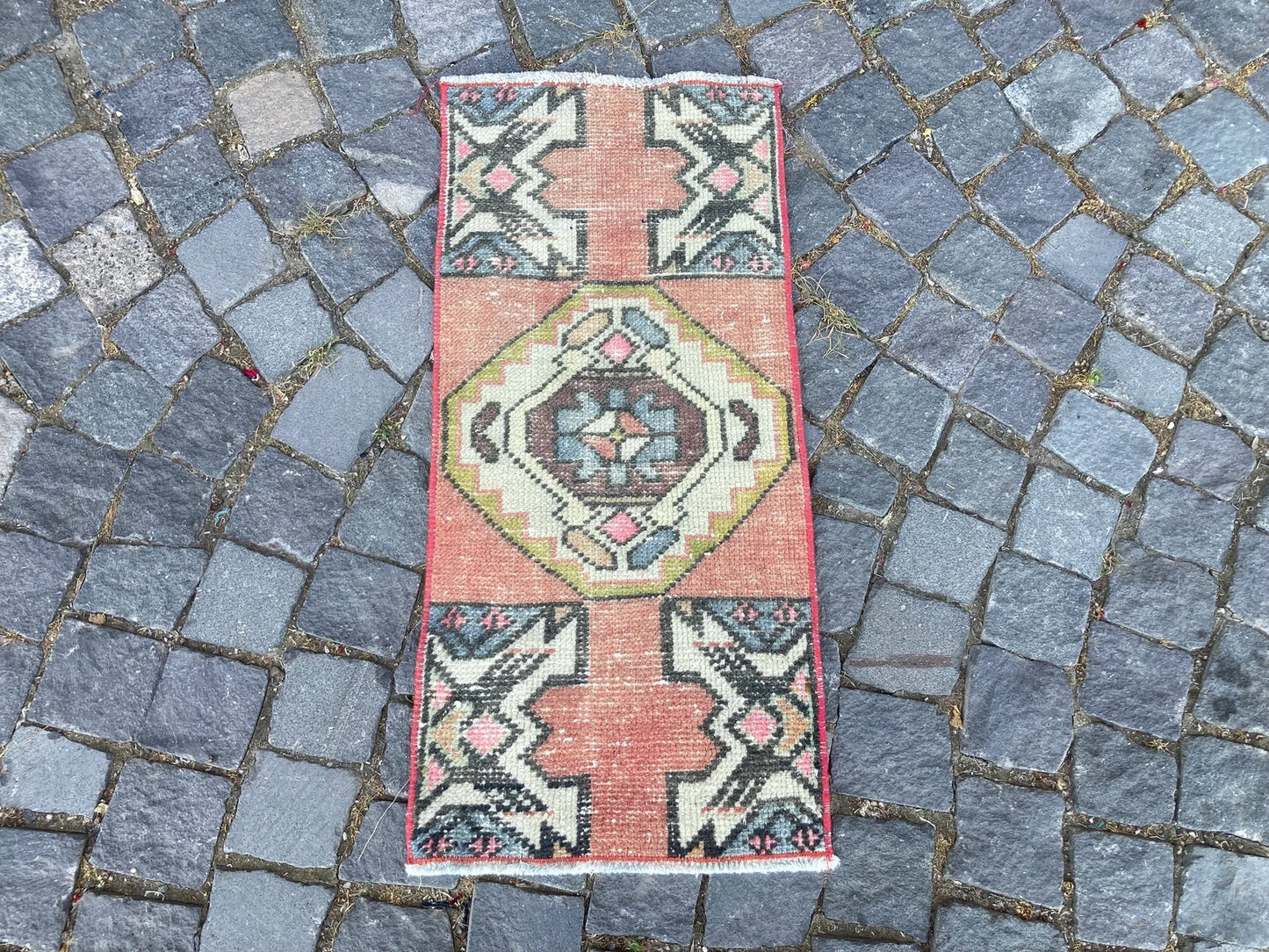 Vintage Turkish Mini Rug 1.3 x 2.7 ft