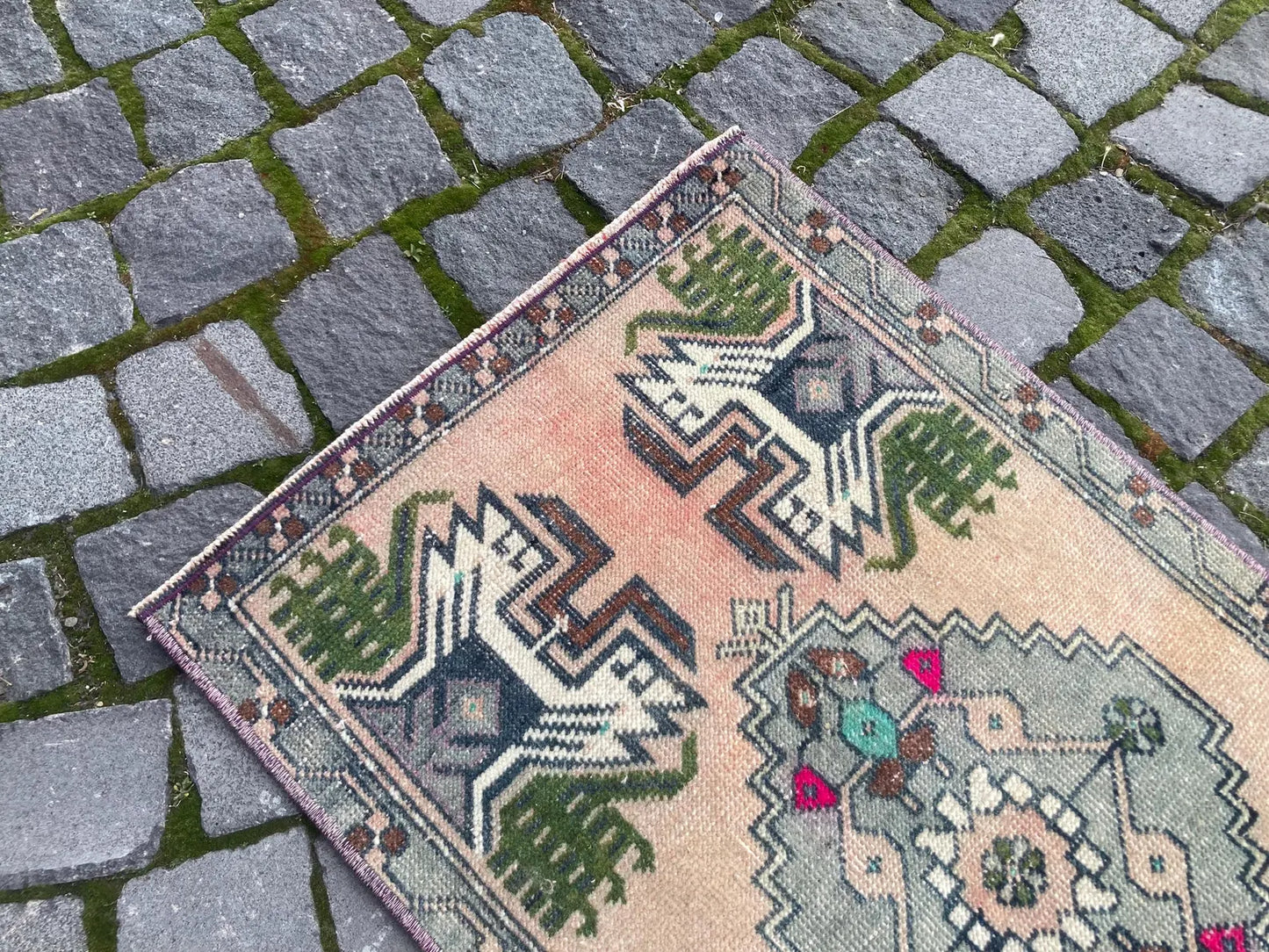 Vintage Turkish Mini Rug 1.6 x 2.9 ft