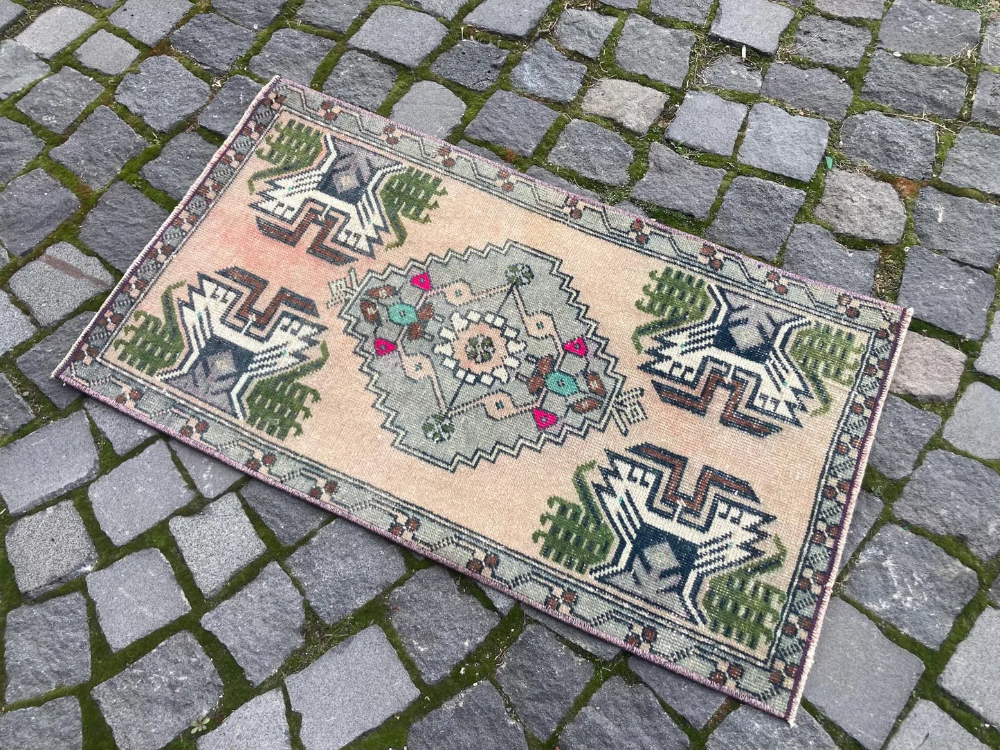 Vintage Turkish Mini Rug 1.6 x 2.9 ft
