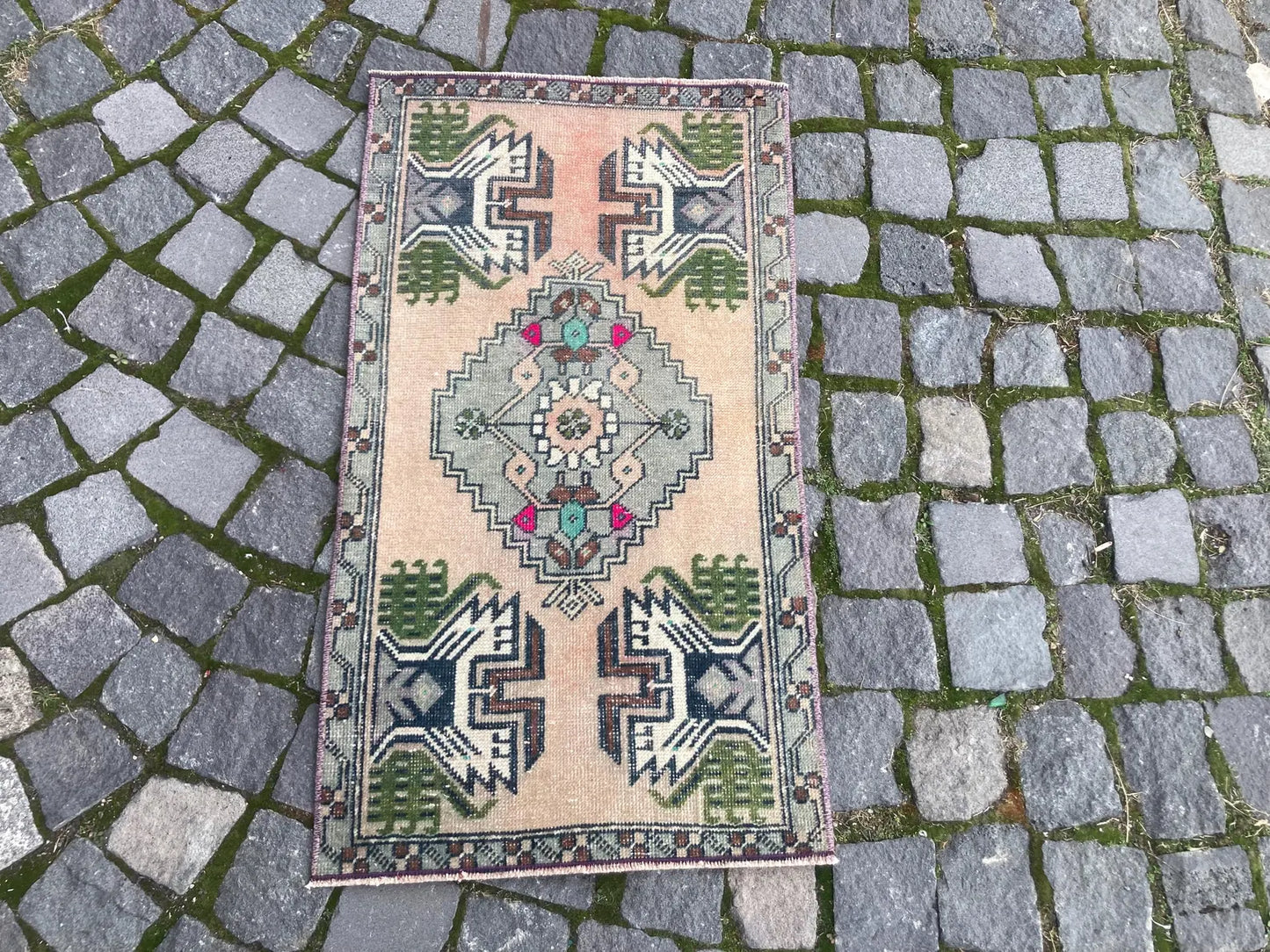 Vintage Turkish Mini Rug 1.6 x 2.9 ft